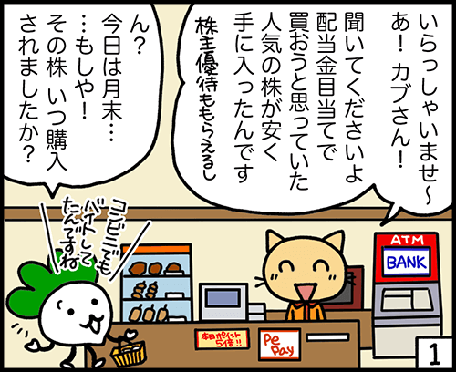 4コマ漫画1：権利付き最終日を知っておこう