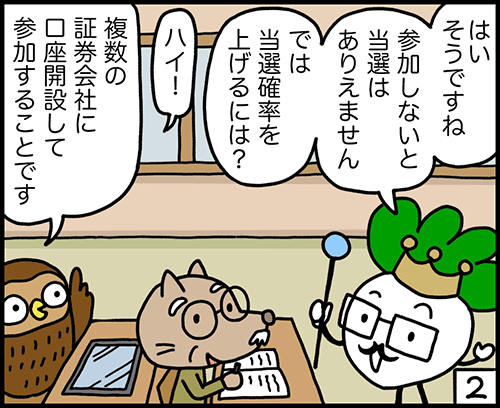 4コマ漫画：抽選機会を増やす2コマ目