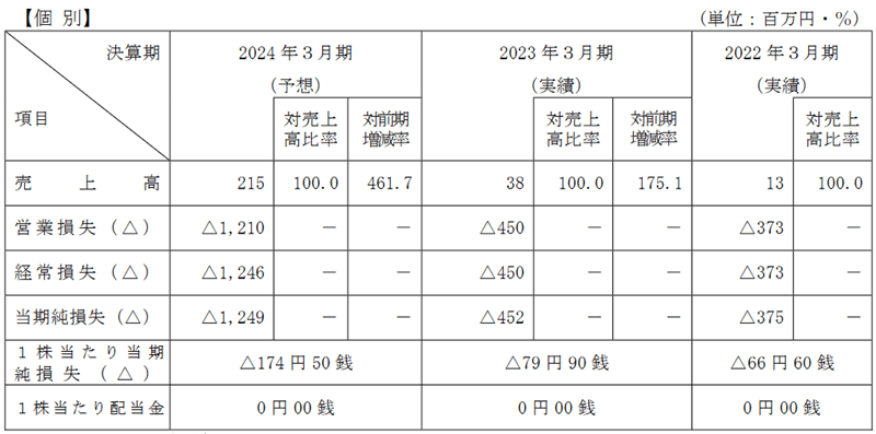 2024年3月期の業績予想