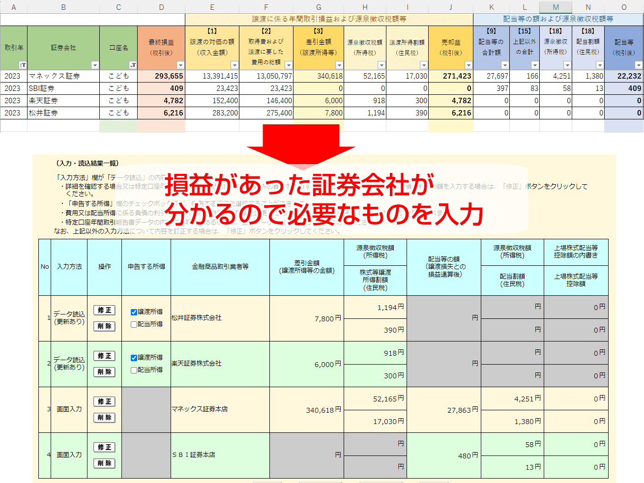 年間取引報告書の管理エクセルは確定申告の際に便利