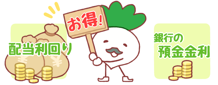 配当利回りは銀行の預金金利よりお得！