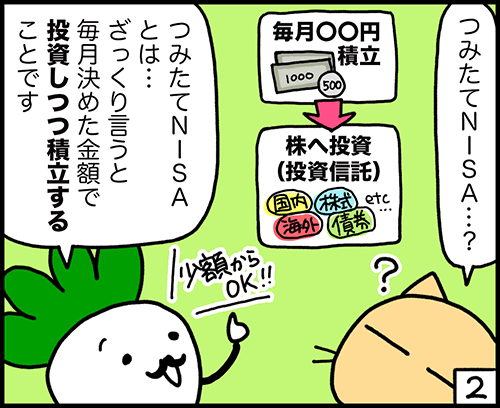 4コマ漫画：つみたてNISA2コマ目
