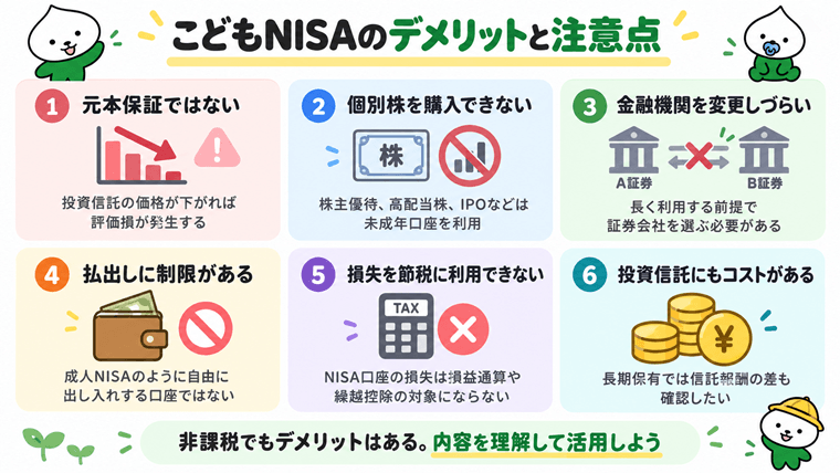 こどもNISAのデメリットと注意点